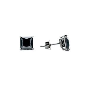 NEW REAL 925 Silver Black VS Diamond Square Studs